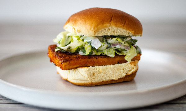 BBQ Tofu Sandwich with Tangy Slaw