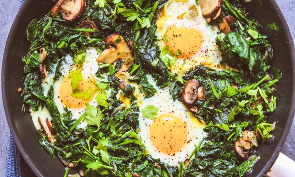 Green Spinach & Mushroom Shakshuka